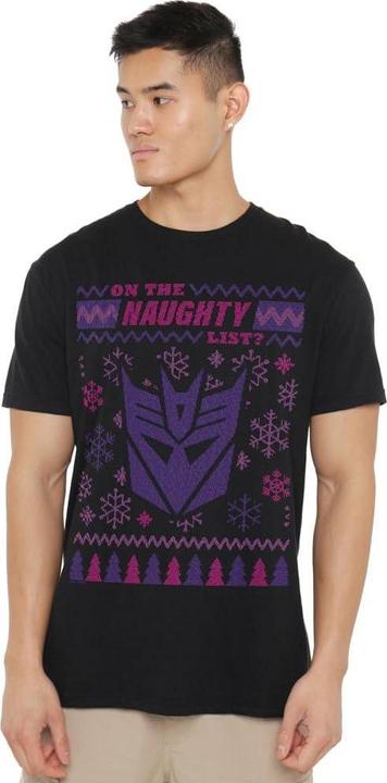 Actual product image Transformers Mens Decepticons Naughty List Christmas Jumper T-Shirt (M)