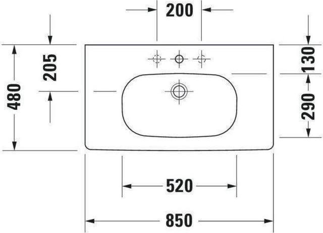 Produktbild Duravit Möbelwaschtisch D-CODE MED o ÜL m HLB 850x480mm 1 Hahnloch weiss (480 mm, 850 mm)