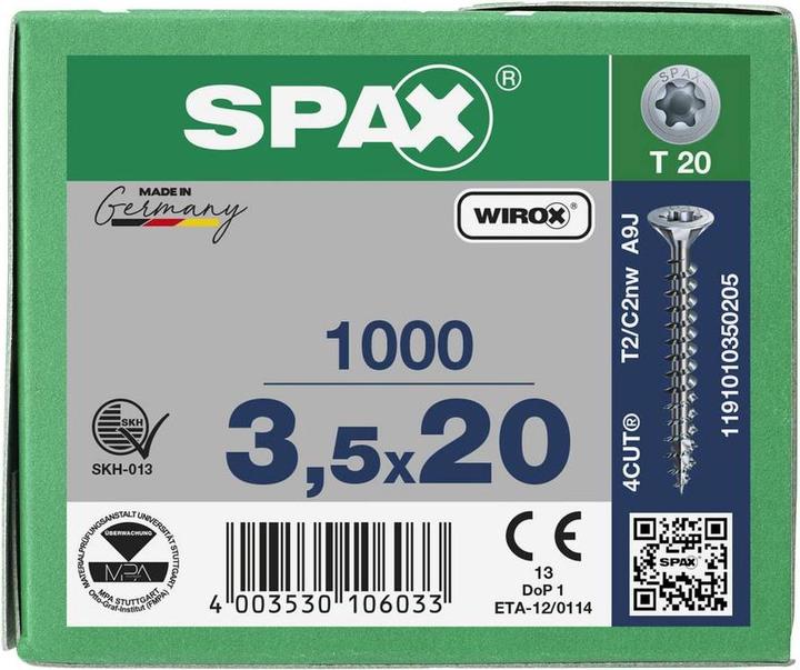 Produktbild Spax Spanplattenschrauben SK T15 3,5x20 mm (1000 Schrauben pro Stück)
