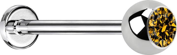 Immagine prodotto Star Piercing Micro Labret in argento con sfera e cristallo di topazio (Acciaio chirurgico 316L, senza ottone)