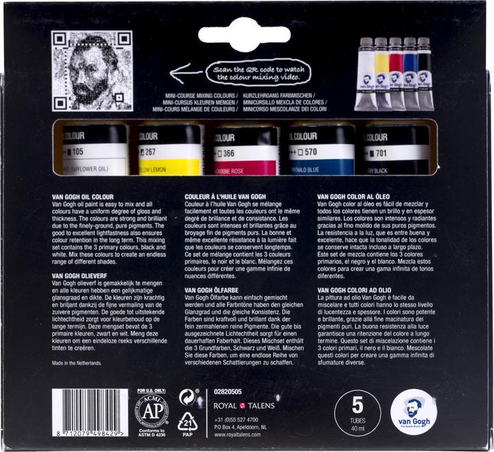 Actual product image Van Gogh Oil Colours 2820505 5x40 ml (Assorted, 40 ml)
