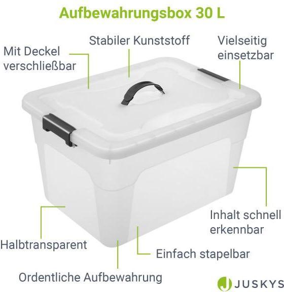 Image du produit Juskys Set de boîtes de rangement avec couvercle (33 x 45 x 26 cm, 30 l)