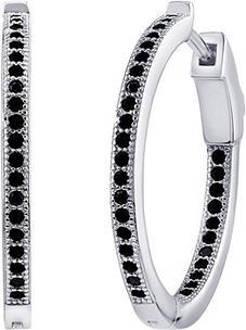 Silvego MILLA 22mm Silver Hoop Earrings with Black Brilliance Zirconia JJJE0106EBCK