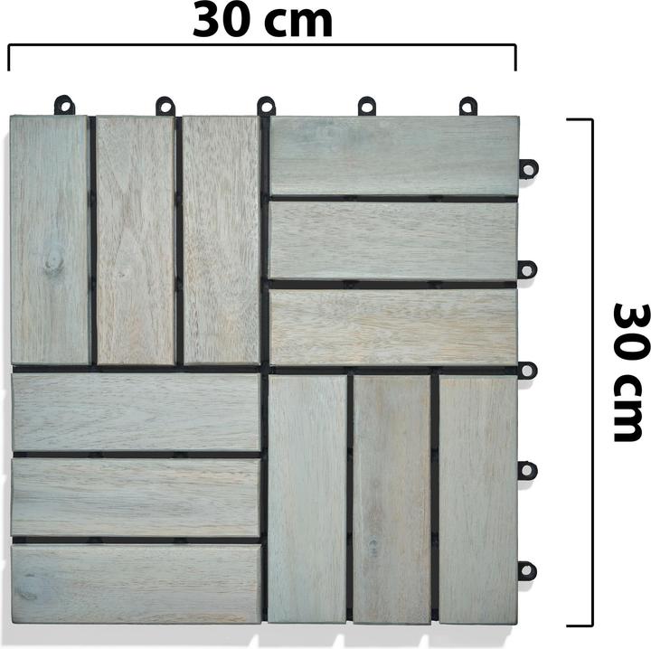 Produktbild Gartenfreude Fliesen 10er-Set Holzfliesen Klicksystem (10 x, 30 x 30 cm)