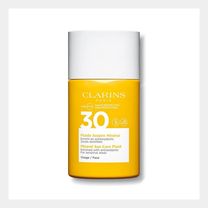 Actual product image Clarins Sun - Fluide Solaire Minéral Visage SPF30 (Sun cream face, SPF 30, 30 ml, 62 g)