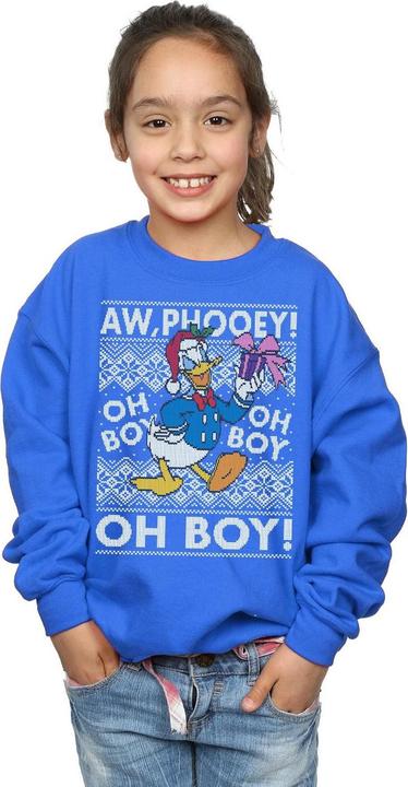 Actual product image Disney Girls Donald Duck Christmas Fair Isle Sweatshirt (128)