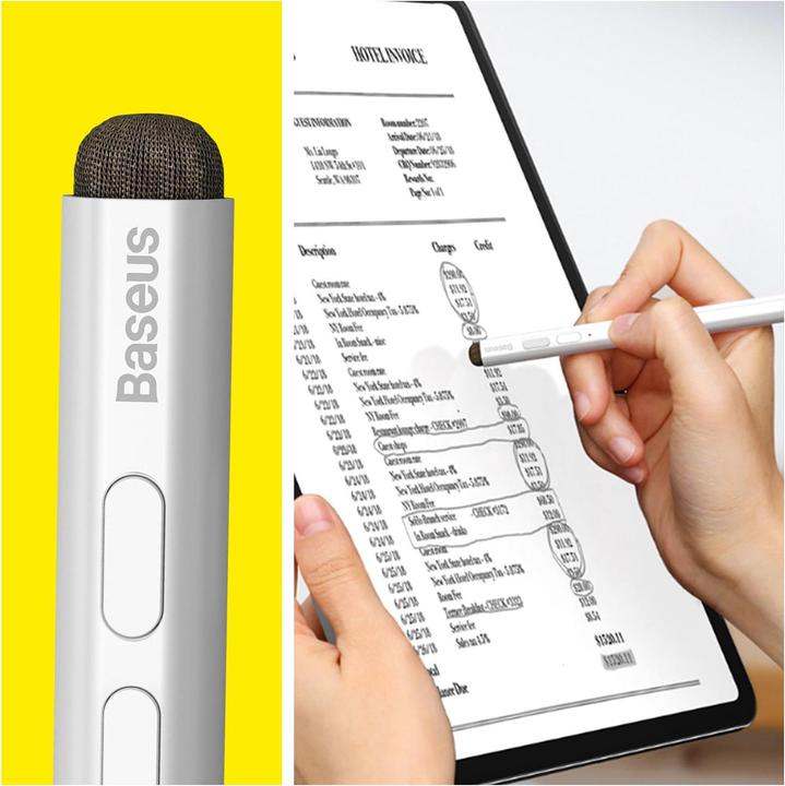 Actual product image Baseus Smooth Writing Stylus with LED Indicators (Active+Passive version) White (Including: Universal Type-