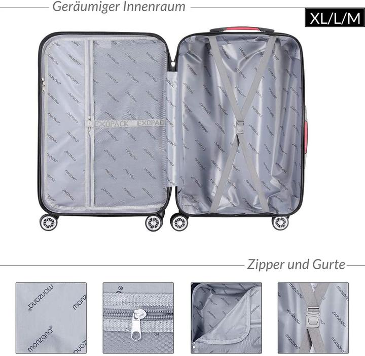 Immagine prodotto Monzana Set di 3 valigie (105 l, M (50 - 90l), L (90 - 115l), XL (da 115l))
