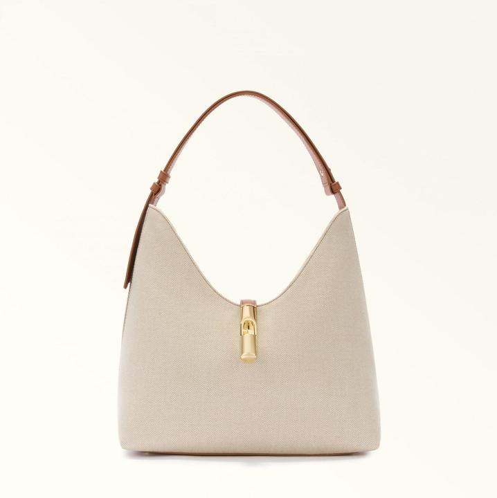 Produktbild Furla goccia m hobo bag in canvas natural/branby color