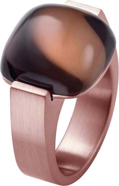 Image du produit Xen Bague avec cabochon de quartz fumé de 15x15mm plaqué or rose (53)