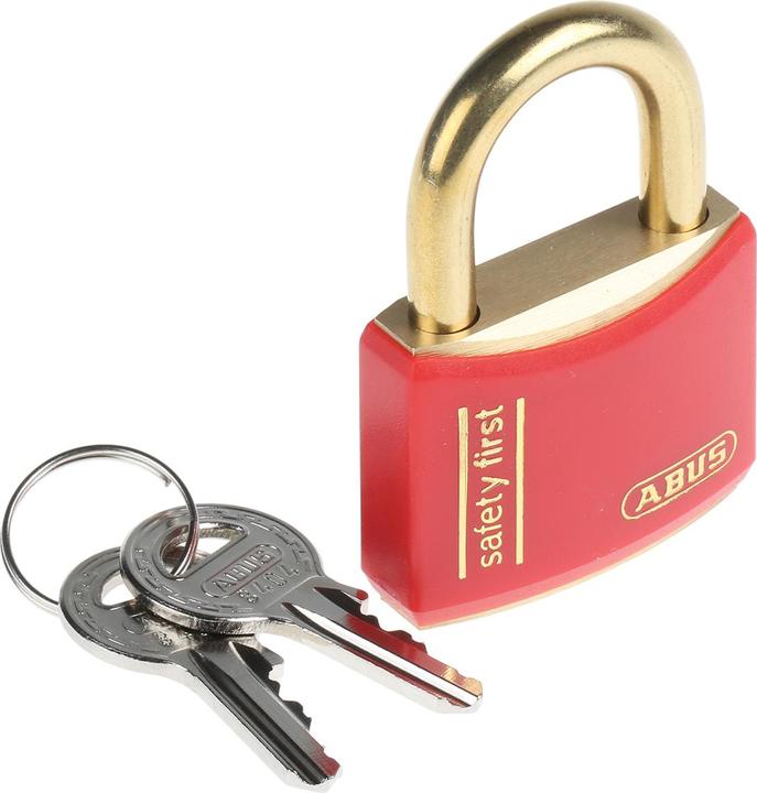 Produktbild Abus Vorhängeschloss mit Schlüssel gleichschliessend, Messing Rot, Bügel-Ø 6mm x 23mm