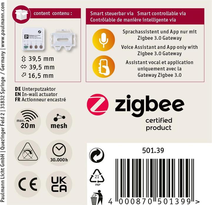 Immagine prodotto Paulmann Unterputzaktor Zigbee
