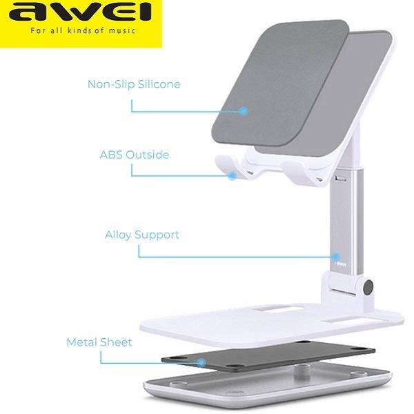 Produktbild Awei uchwyt biurkowy X11 biały/white
