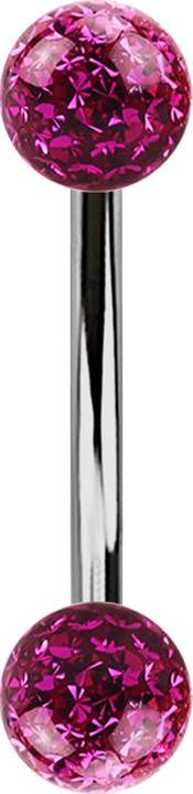 Actual product image Star Piercing Banane silber mit zwei Kristallkugeln fuchsia Epoxy Schutzschicht (without brass, Titanium G23)