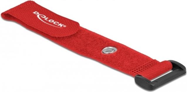 Actual product image Delock Velcro cable tie with loop and fixing eye L 190 x W 25 mm red 5 pieces (Velcro cable ties, 190 mm, 5 pcs.)