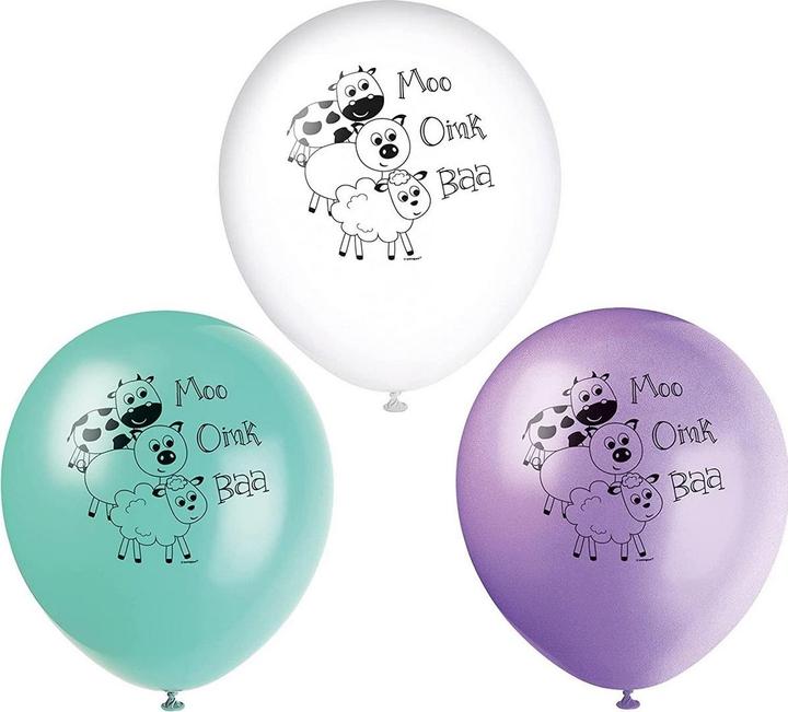 Image du produit Unique Party Latex animaux de la ferme ballons (pack de 8)