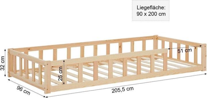Actual product image Juskys Kinderbett mit Matratze & Lattenrost (90 x 200 cm)