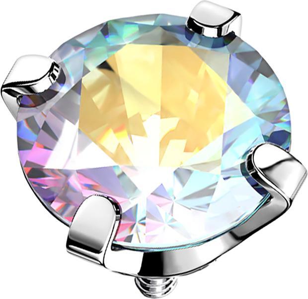 Image du produit Star Piercing Dermal Anchor cristal argenté serti multicolore (sans laiton, Acier chirurgical 316L)