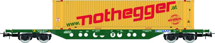 Actual product image Rivarossi CEMAT container wagon Sgnss green CEMAT with 45' (Track H0)
