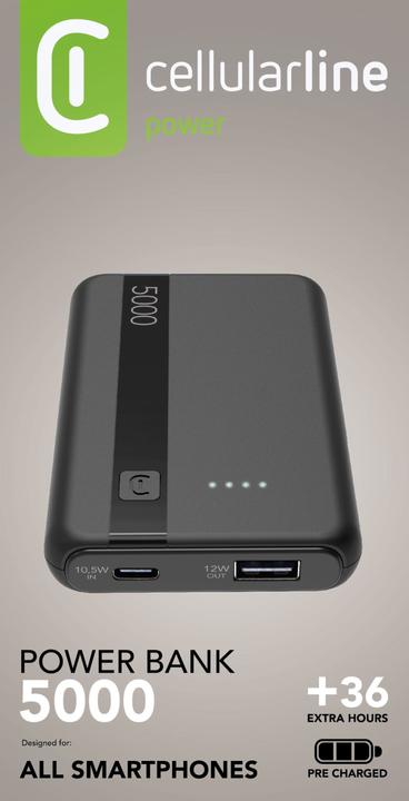 Produktbild Cellularline Power Bank 5000 - Black (5000 mAh, 12 W)