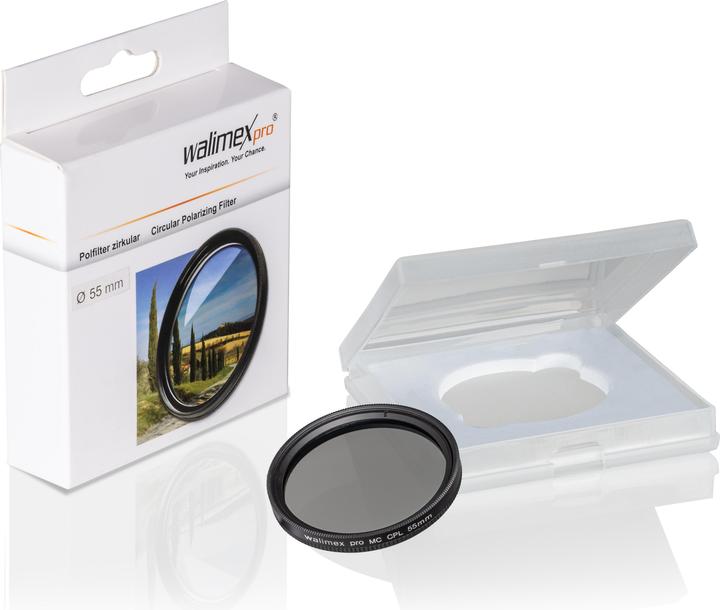 Image du produit Walimex pro par filtre polarisant Circulaire trempé 55 mm (55 mm, Filtre polarisant, 55 mm)