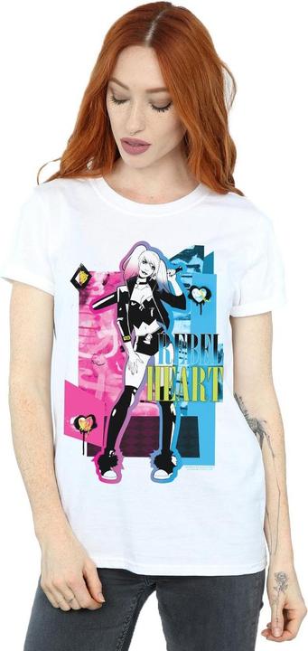 Actual product image Womens/Ladies Harley Quinn Rebel Heart Cotton Boyfriend T-Shirt (4XL)