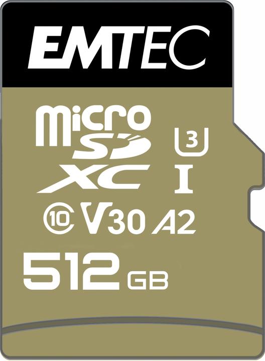 Emtec mSD 512GB UHS-I U3 V30 A2 SpeedIN (512 GB, microSDXC, U3, UHS-I)