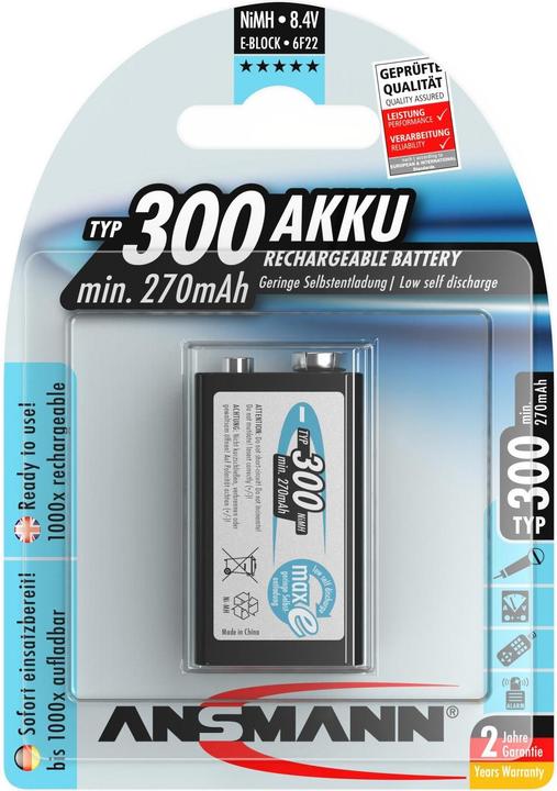 Ansmann E-Block (1 Stk., 9V Block, 270 mAh)