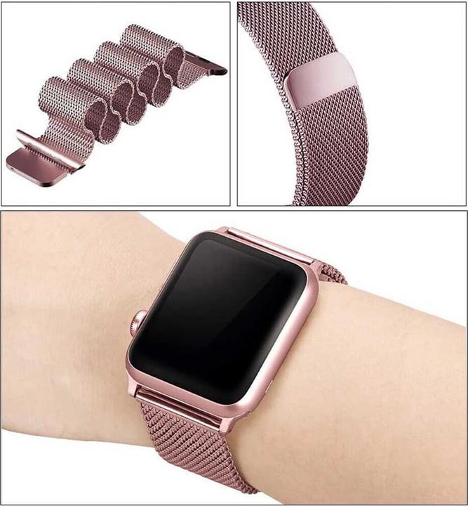 Image du produit PhoneLook Bracelet milanais en acier rose 42mm / 44mm / 45mm (42 mm, 44 mm, 45 mm, Aluminium)