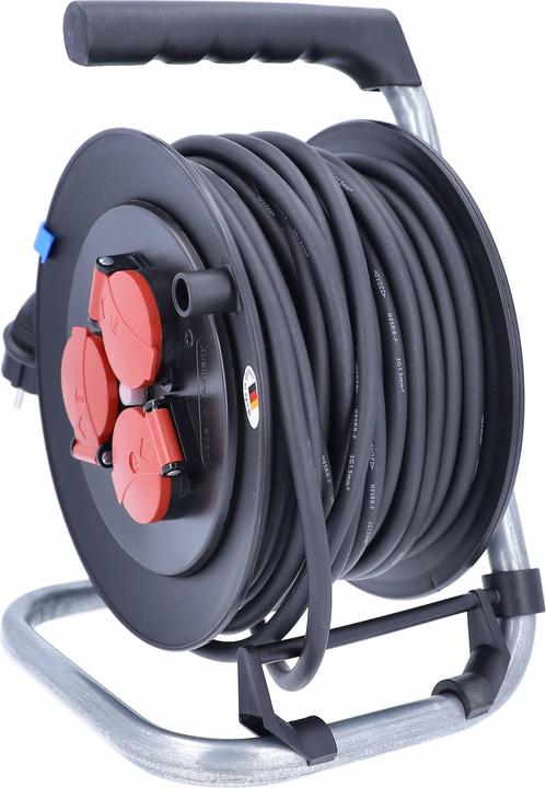 Immagine prodotto As - Schwabe Tamburo per cavi per elettrodomestici 25 m di cavo in gomma, diametro 230 mm (25 m, 1.50 mm².)