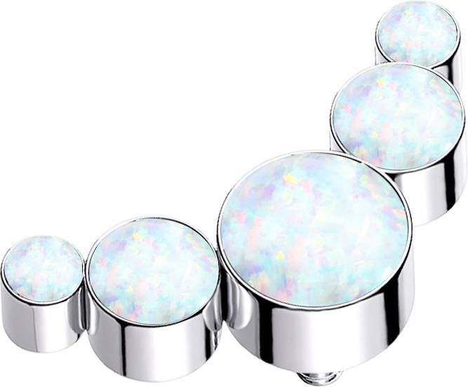 Image du produit Star Piercing Dermal Anchor argenté cinq opales blanches (sans laiton, Acier chirurgical 316L)
