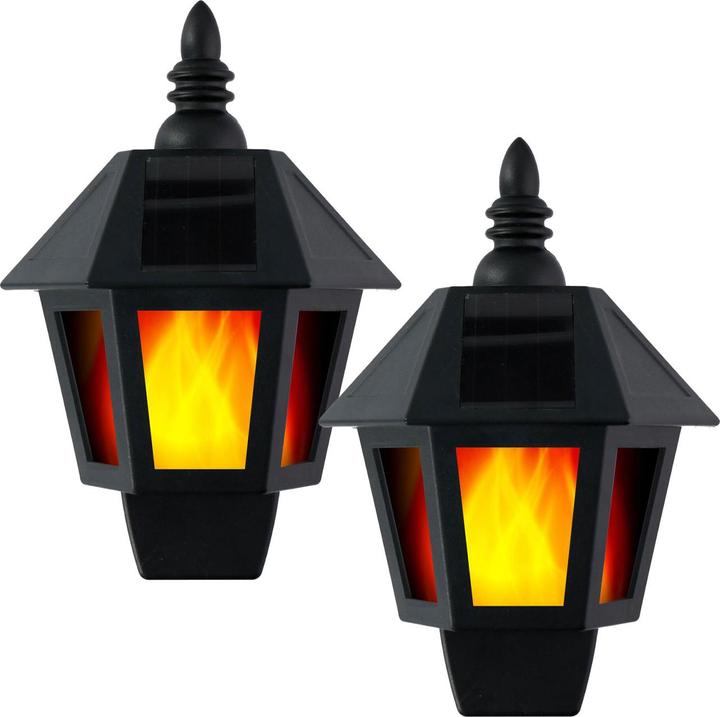 Produktbild Grundig Solar-Wandlaterne mit Flammen-Effekt, 2er Set