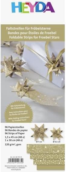 Image du produit Heyda Bandes pliables Étoiles Fröbel 1,5x45cm or UE=96 pièces (120 g/m², 96 x)