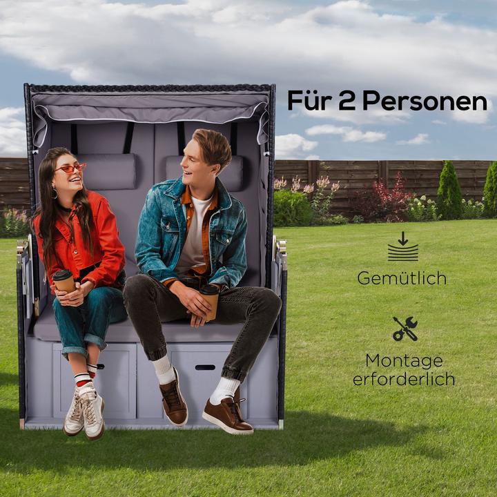 Actual product image Outsunny Beach chair with roof and cup holder