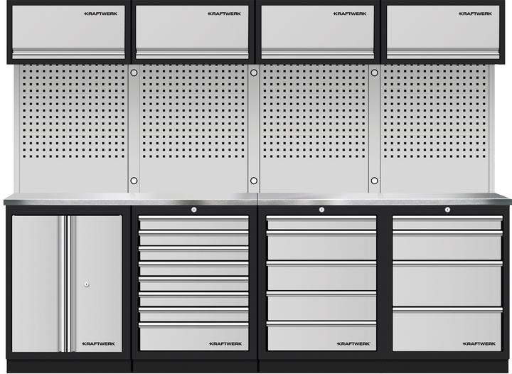 Kraftwerk Mobilio 4er Kombi, 4x Oberschrank,Lochwand, Edelstahl (48.80 cm, 200 cm)