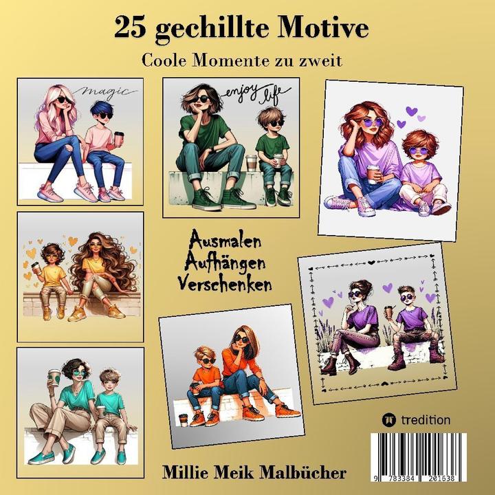 Produktbild Das coole Mama und Sohn Malbuch - Anti-Stress Ausmalbilder - Geschenkidee Mutter Mamas Familie