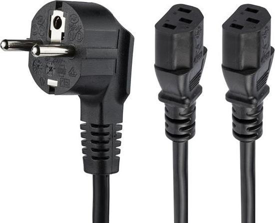 Produktbild StarTech 2m C13 Stromkabel - Schuko CEE7 auf 2x C13 - Y-Stromkabel - C13 Kaltgerätekabel (2 m)
