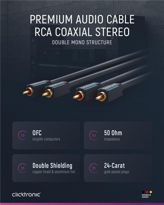 Produktbild clicktronic Stereo-Audiokabel (0.50 m, Cinch)