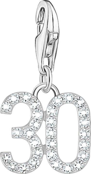 Thomas Sabo Charm-Anhänger Zahl 30 mit weissen Steinen Silber (925er Silber)