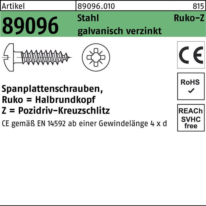 Actual product image Dönges Chipboard screw panhead Z, cross recess PZ, 4.5 x 50 mm (500 Screws per piece)