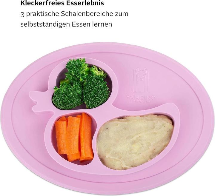Immagine prodotto Milkii Silikon Rutschfester Baby Silikon Tischset Teller, Ente/ Rosa