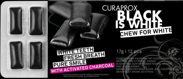 Actual product image Curaprox Black Is White Chewing Gum (12 pcs., 23 g)