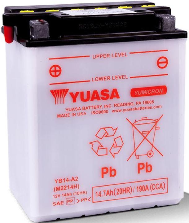 Actual product image Yuasa Motorradbatterie YB14-A2 12 V 14 Ah Passend für Modell Motorräder, Motorroller, Quads, Jets... (12 V, 14.70 Ah, 175 A)