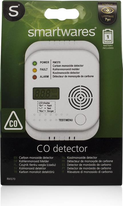 Actual product image Smartwares RM370/2 Carbon Monoxide Detector with 3 LEDs and