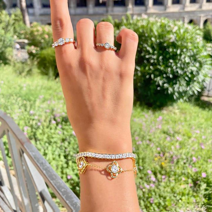 Image du produit Candy Bracelet Gemma, argent sterling 925, plaqué or (20 cm, Argent sterling 925, Plaqué or 18k)
