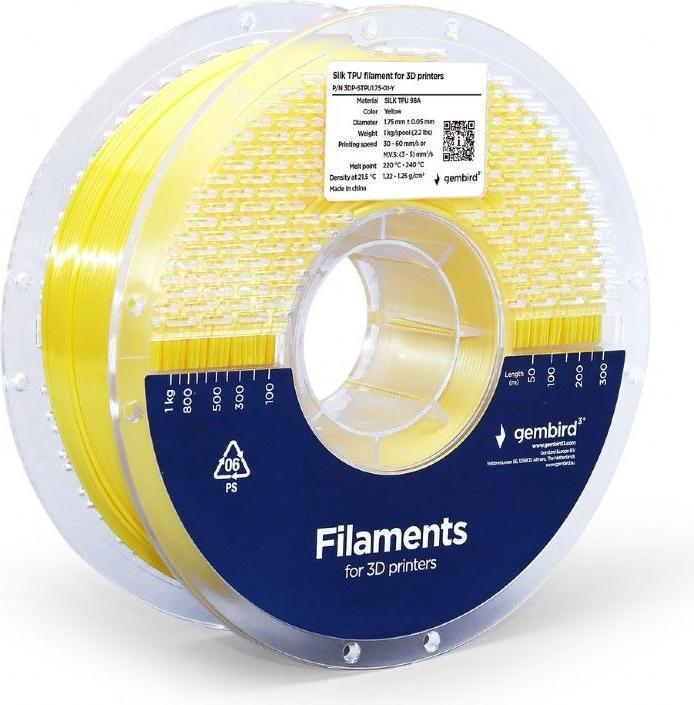 Image du produit Gembird 3DP-STPU1.75-01-Y-Filament TPU Gelb 1,75 mm 1 kg (TPU, 1.75 mm, 1000 g, Jaune)