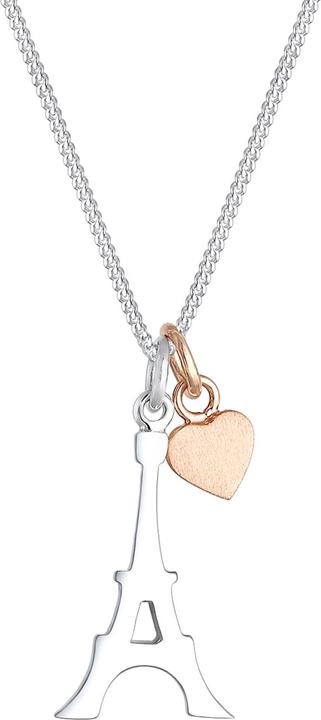 Immagine prodotto Elli Collana Torre Eiffel Cuore Opaco Argento 925 (Argento 925 Oro rosa, Nessuna pietra, 45 cm)
