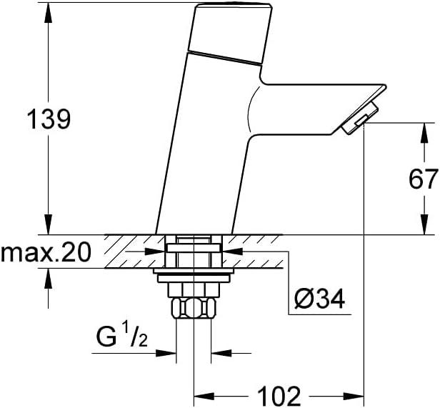 Actual product image Grohe Feel pillar tap, 1/2" XS-Size