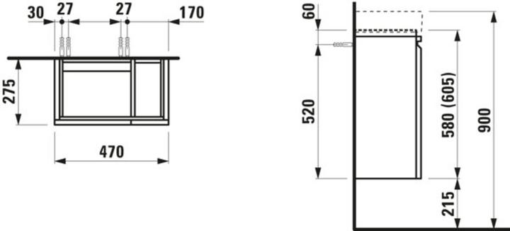 Produktbild Laufen Pro S Möbel 48x28 cm - linksanschlagend, Badschrank für PRO S Waschbecken 626925100 (31 x 52 x 65.5 cm)