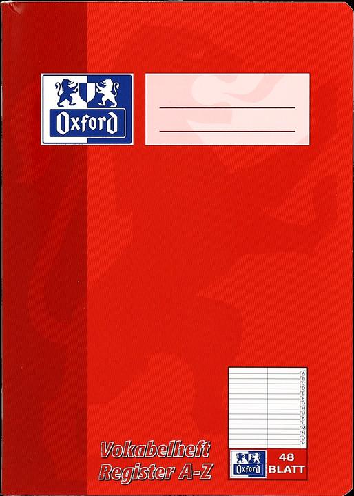 Actual product image Oxford Vocabulary booklet with index A5, 48 sheets, w. index A-Z, 90 g/m² (A5, Special ruling, Soft cover)